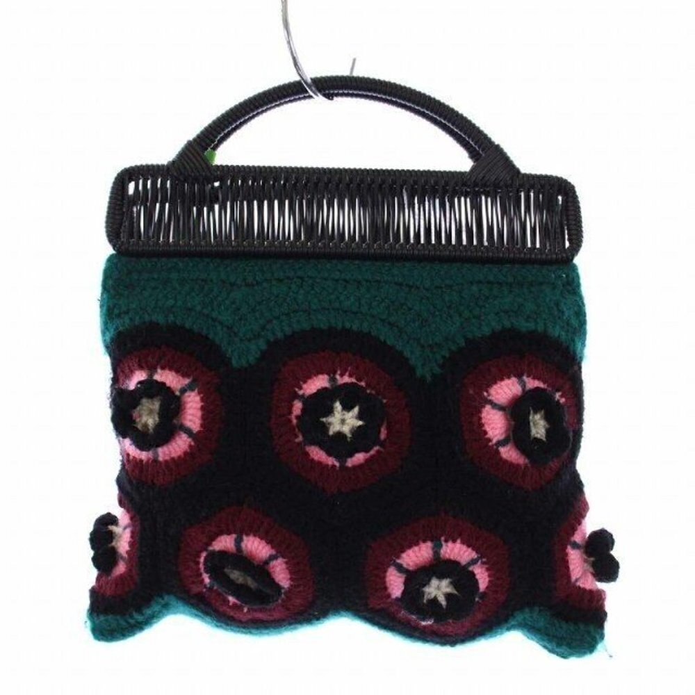 Marni Flower Cafe Market Frame Bag Crochet Handbag Tote Knit Multicolor /KH Used - Picture 2 of 7